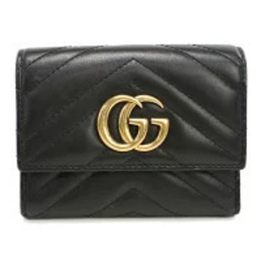 Gucci Tri fold Wallet Compact GG Marmont Black